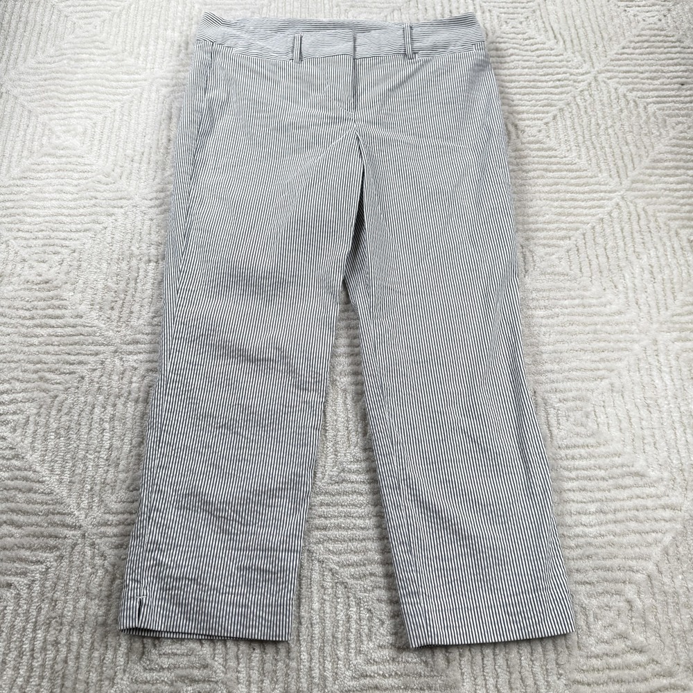 Ann Taylor Factory Pants Women 10 Seersucker Signature Stretch Work Career Boss